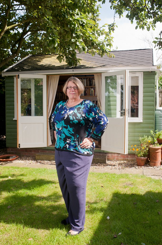 Author Louise Allen & her writing shed.