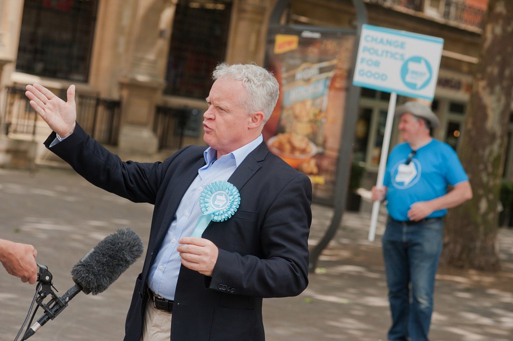 Campaigning in Peterborough with Mike Greene of the Brexit Party