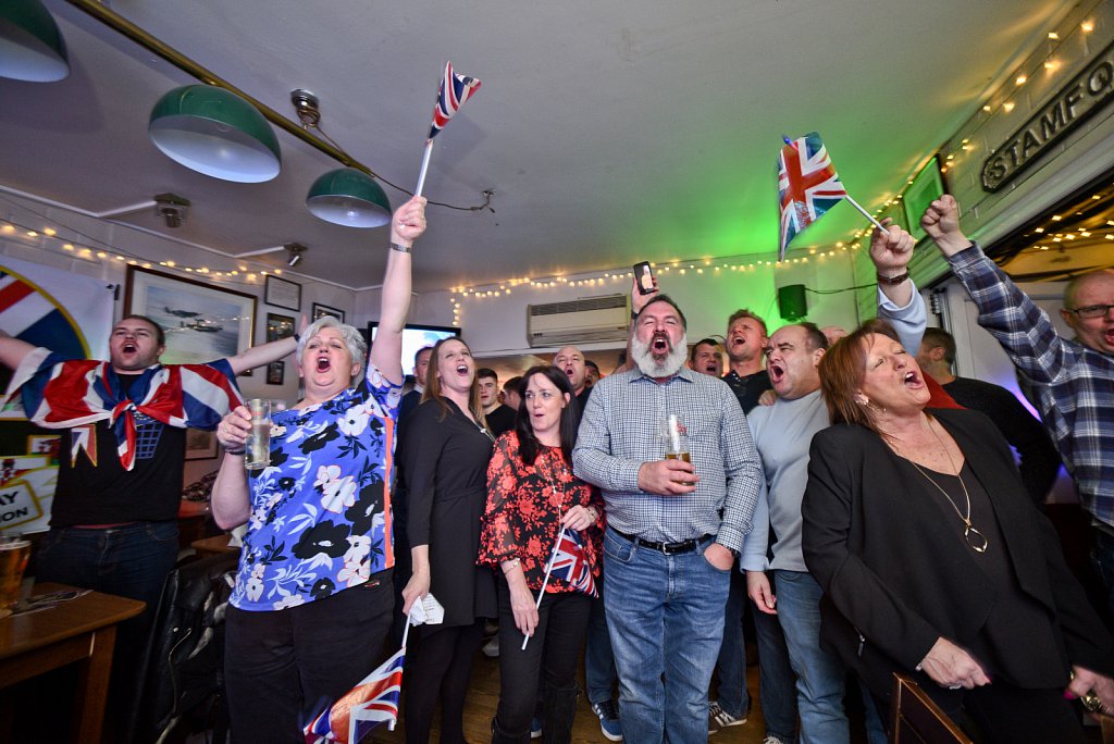 Brexit Celebrations at The Railway Tavern, Dereham, Norfolk, UK