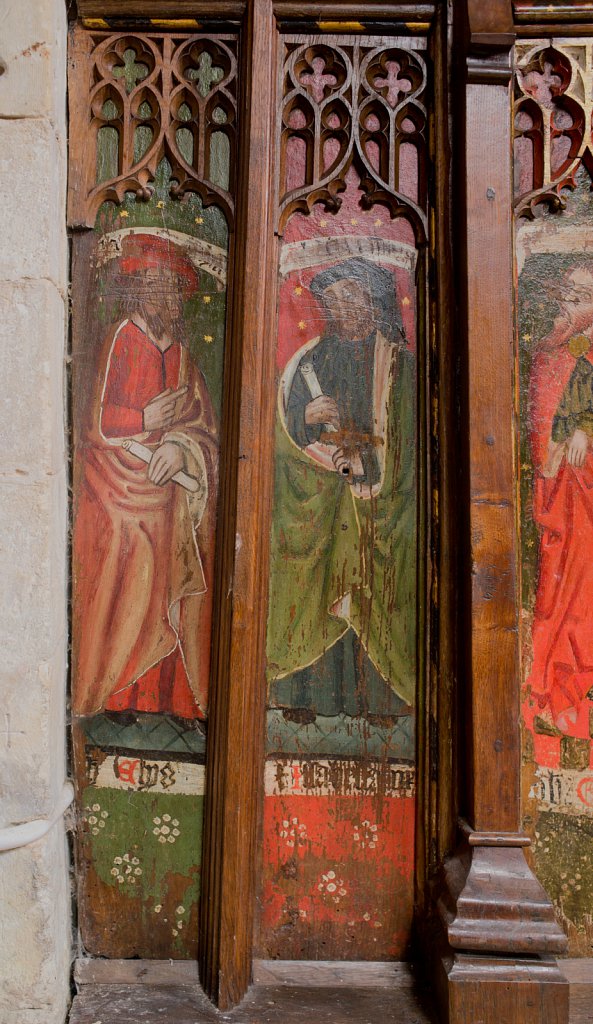 The rood screens at St Nicholas's church, Bedfield, Suffolk.