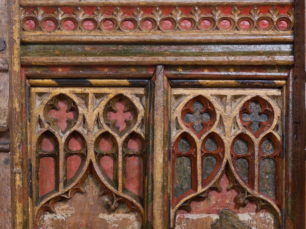 The rood screens at St Nicholas's church, Bedfield, Suffolk.