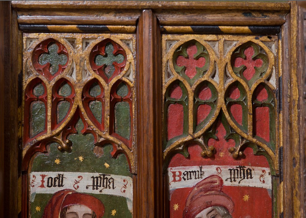 The rood screens at St Nicholas's church, Bedfield, Suffolk.