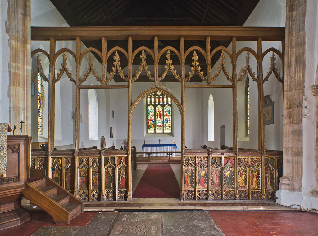  The rood screens and detail at All Saints Church, Marsham,Norfolk.