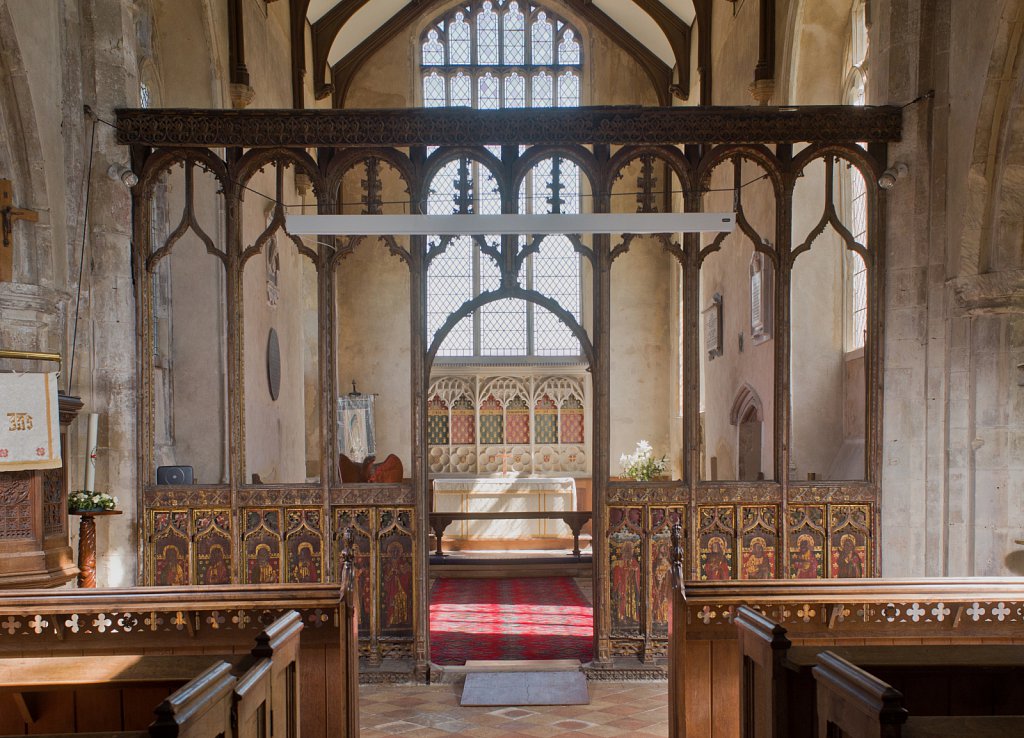  The rood screen and detail at St Botolphs Church, Trunch,Norfolk,UK