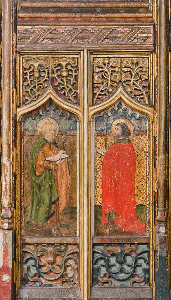  The rood screens and detail at St Mary's Church, Worstead, Norfolk, UK.
