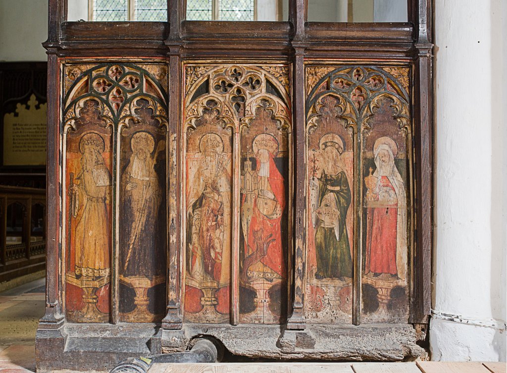 The rood screen and detail at the Church of Saint Peter & Saint Paul Barnham Broom, Norfolk,UK.