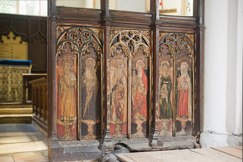 The rood screen and detail at the Church of Saint Peter & Saint Paul Barnham Broom, Norfolk,UK.