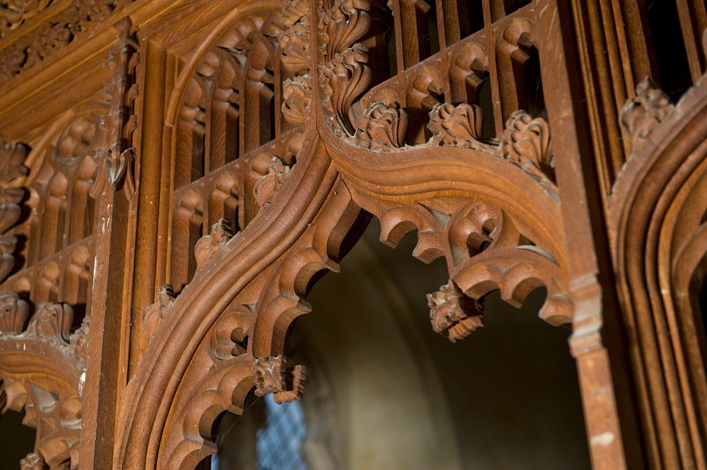  
The rood screen and detail at All Saints church, Filby, Norfolk, UK