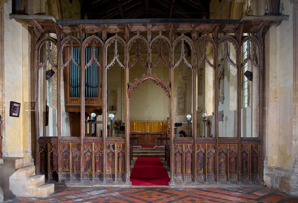 The Rood screen at Saint Mary the Virgin, Tunstead,UK