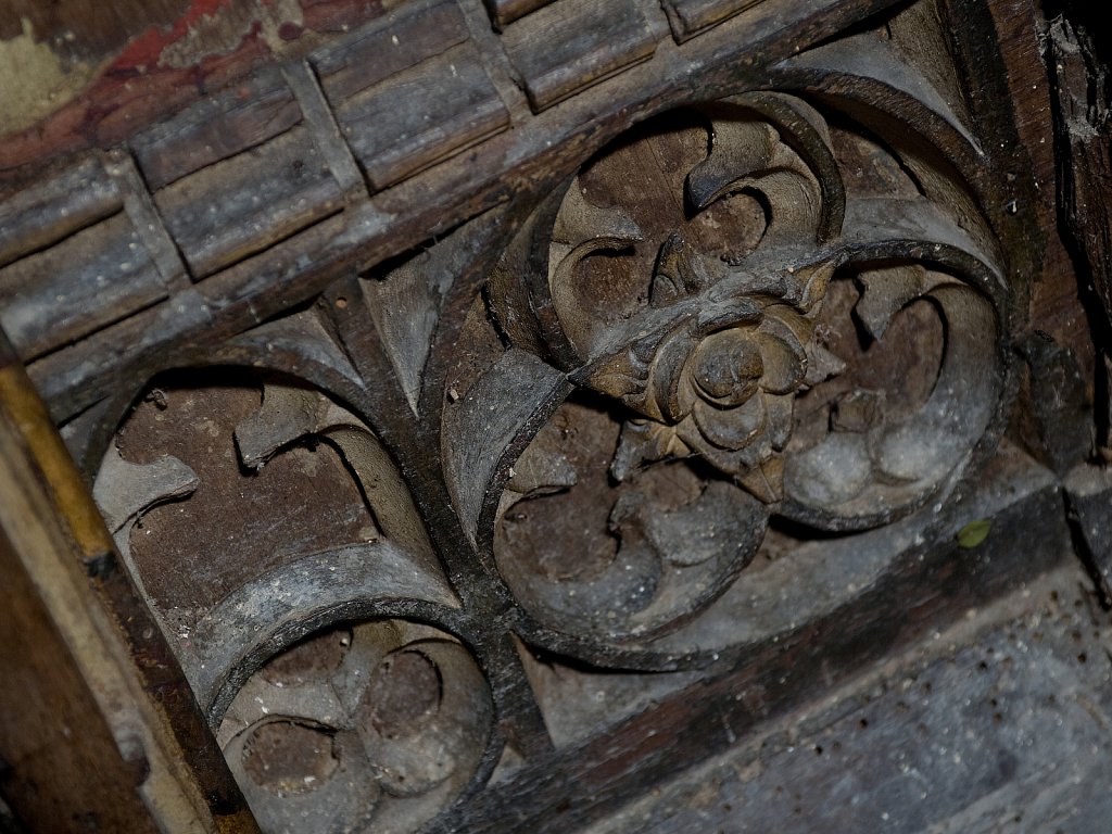 The Rood screen and detail at St Mary the Virgin, Yaxley, Suffolk,UK.