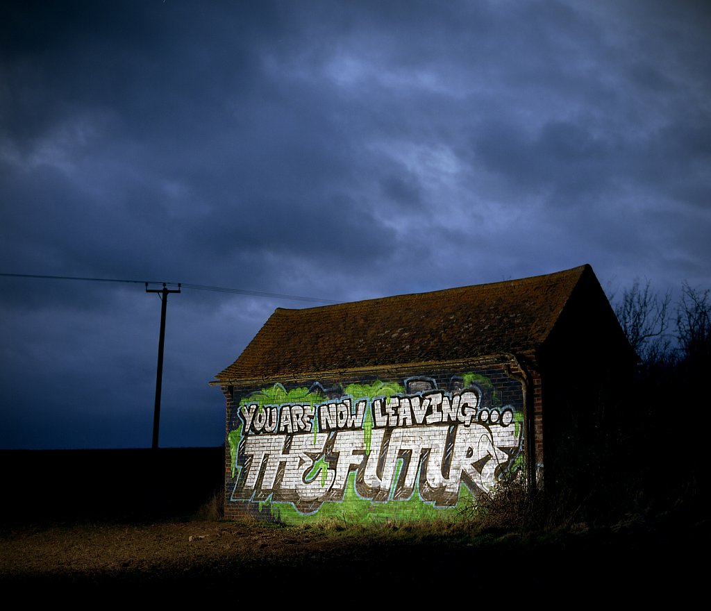 You Are Now Leaving The Future: Graffiti on the A14, Cambridgeshire.