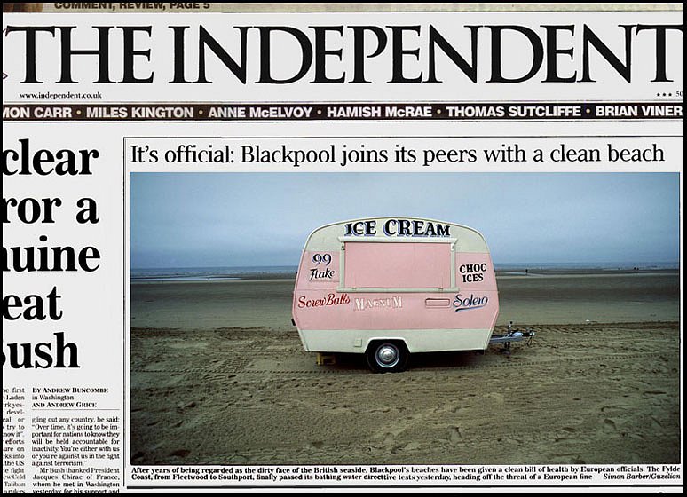 Blackpool Beach. Front cover for the Independent.