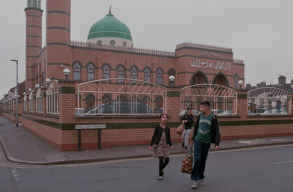 Masjid Ghousia Mosque on the corner of English Street, Peterborough, UK.
